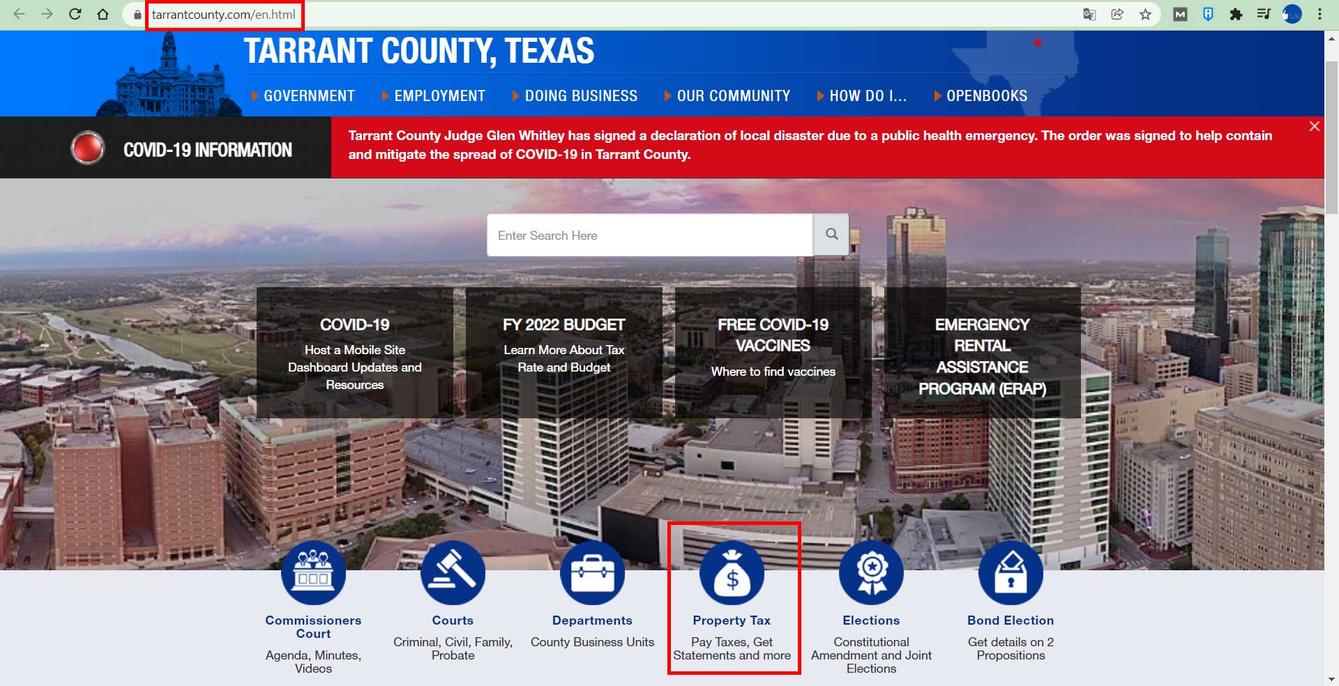 Accessing the Tarrant County Government Portal