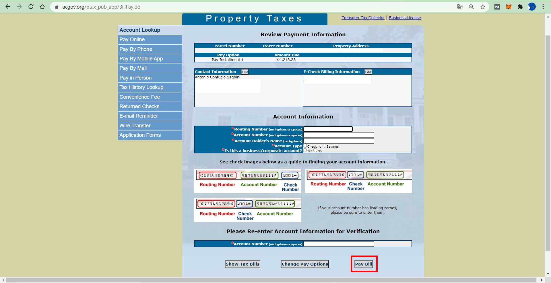 Alameda County Property Taxes Payment E check