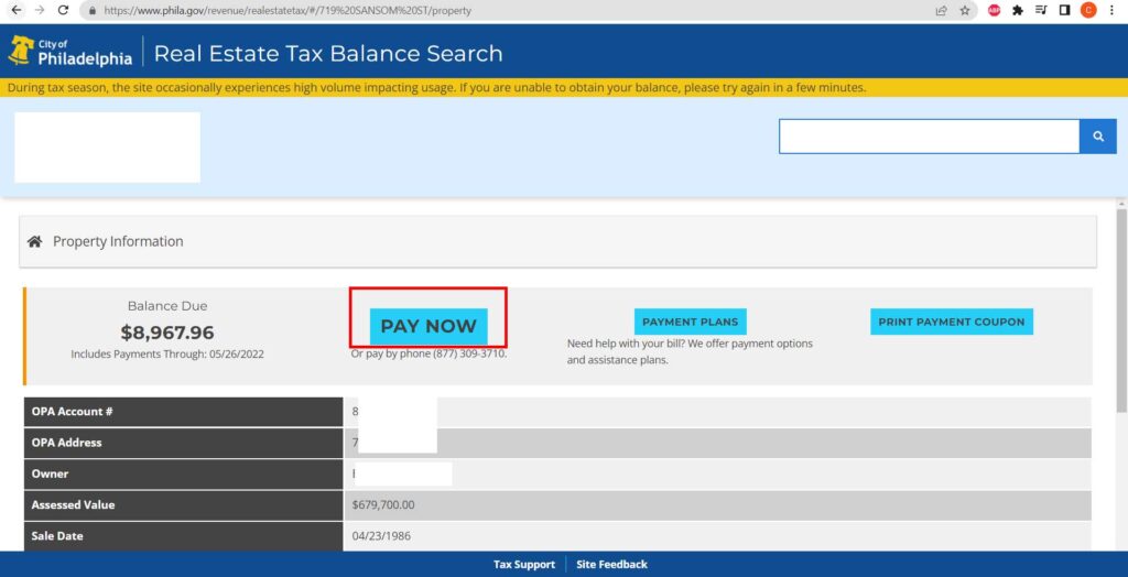 Property Tax Philadelphia 2023