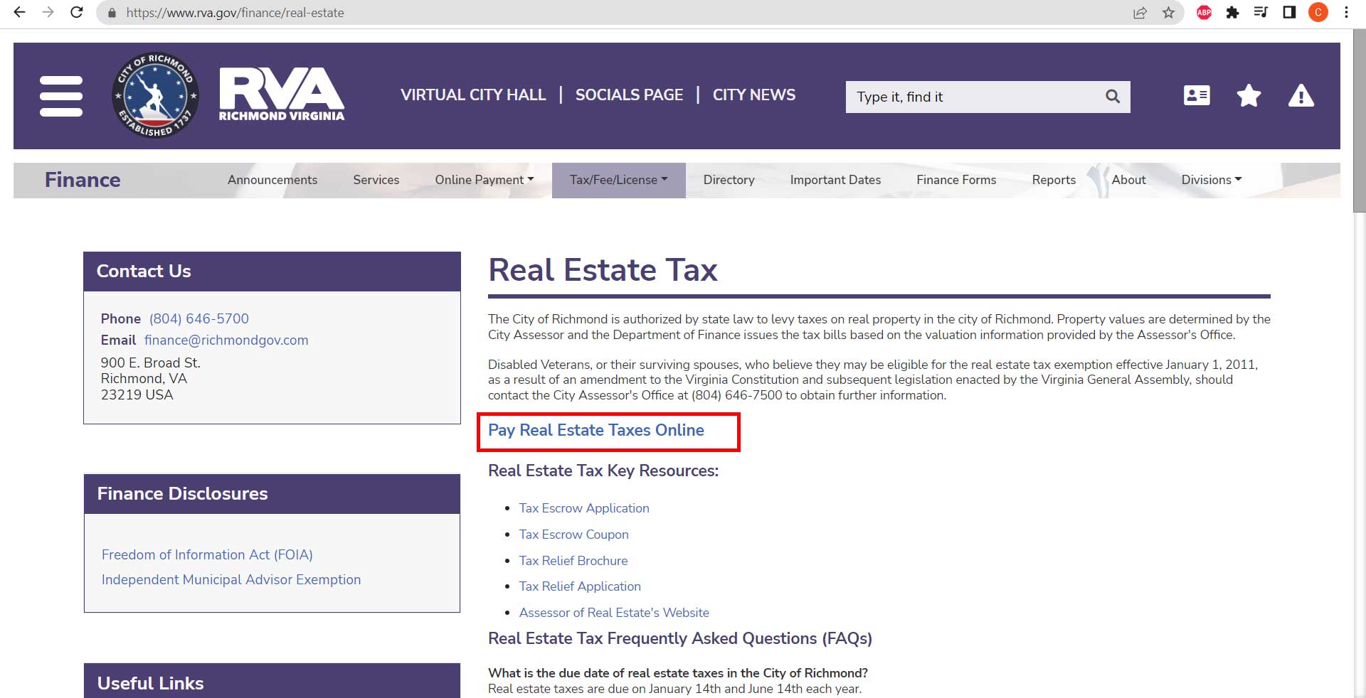 Property Tax Richmond Real State va
