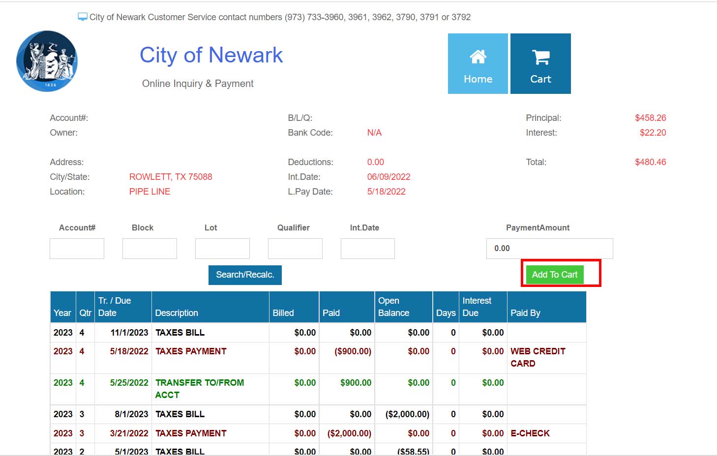 Newark Property Taxes Search