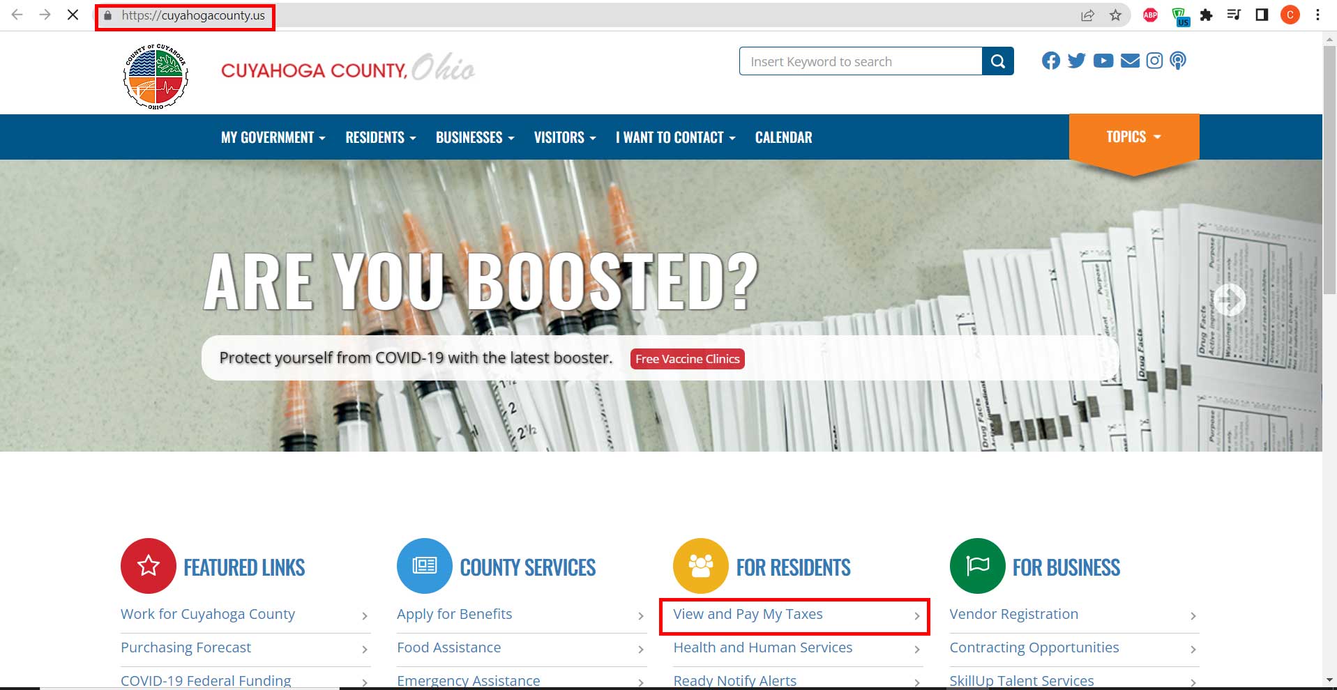 Enter to Cuyahoga Website for Property Tax
