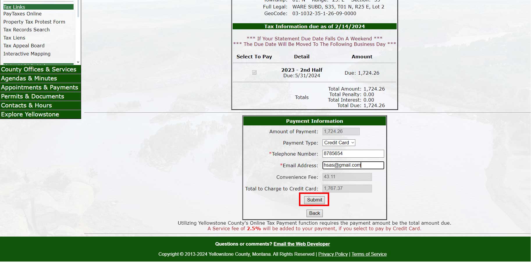 Search Property Tax Yellowstone County